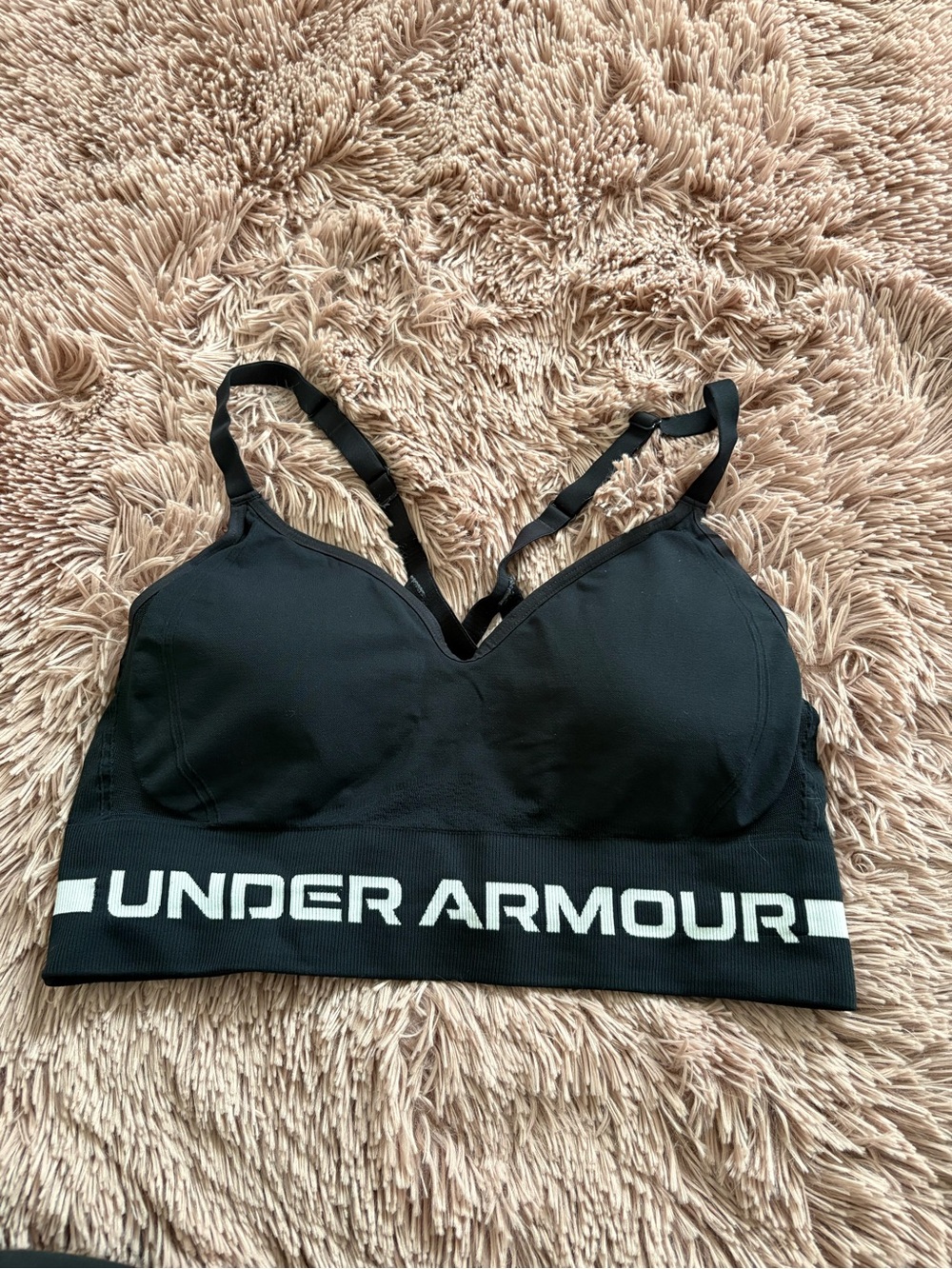 Under Armour Black Logo Elastic Sports Bra